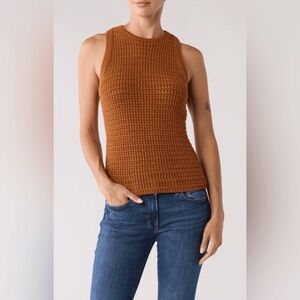 Madewell Crochet Knit Crewneck Sweater Tank Warm Coffee S Cottagecore Gorpcore